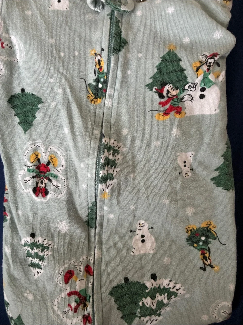 Carter's Light Green Disney Holiday Footed Pajamas
